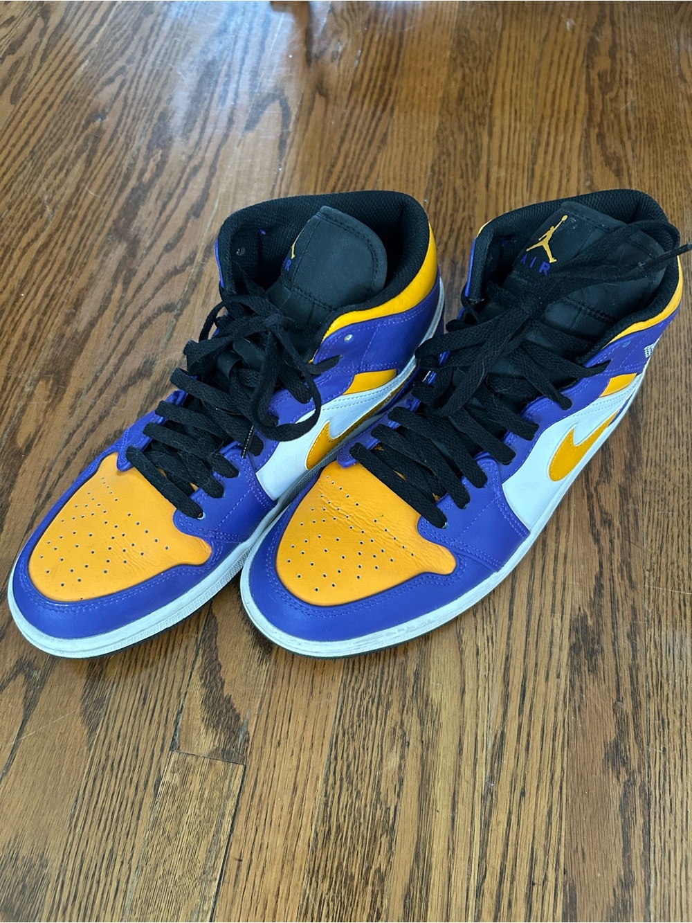 Jordan High-Top Sneakers - Purple, Yellow, White